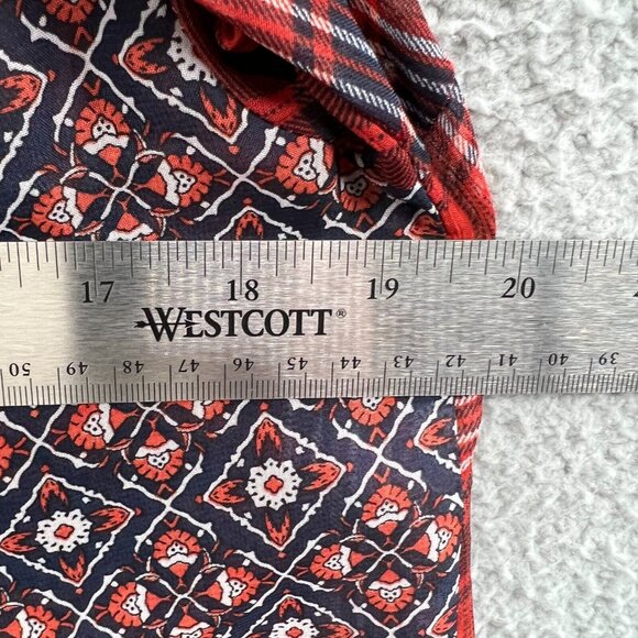 Band of Gypsies Womens Top Small Red Plaid Button Front Long Sleeve Sheer Shirt - Picture 9 of 11